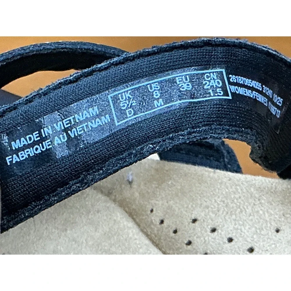 Clarks Laurieann Opal Sandals Womens 8 Black New Leather Slide Buckle